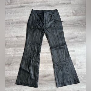 Women’s Vintage Black Flared Leather Pants by The Leather Ranch Size 1